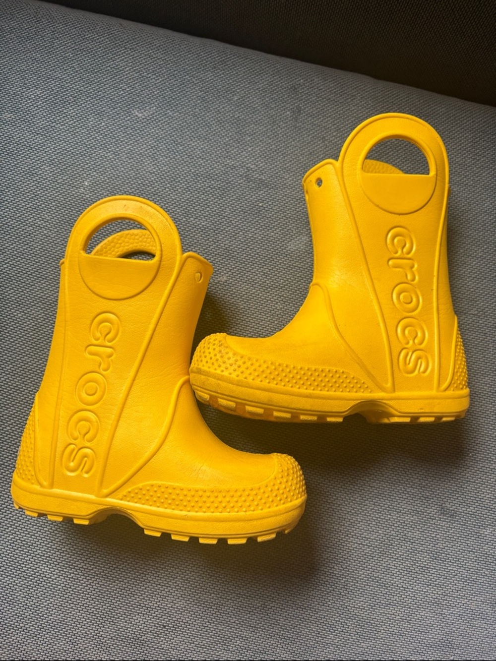 CROCS Kids Bright Yellow Pull-Handle Rain Boots